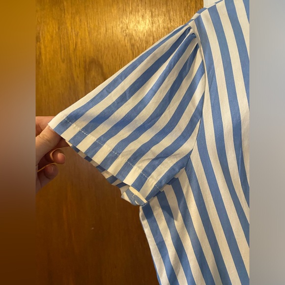 Retro-inspired blue-striped shirt dress size 3XL - Picture 3 of 4